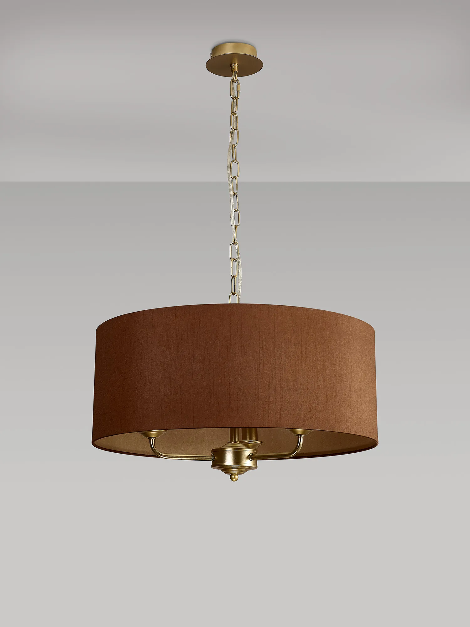 Banyan 50cm 3 Light Pendant Champagne Gold, Raw Cocoa/Grecian Bronze DK0973  Deco Banyan CG RC